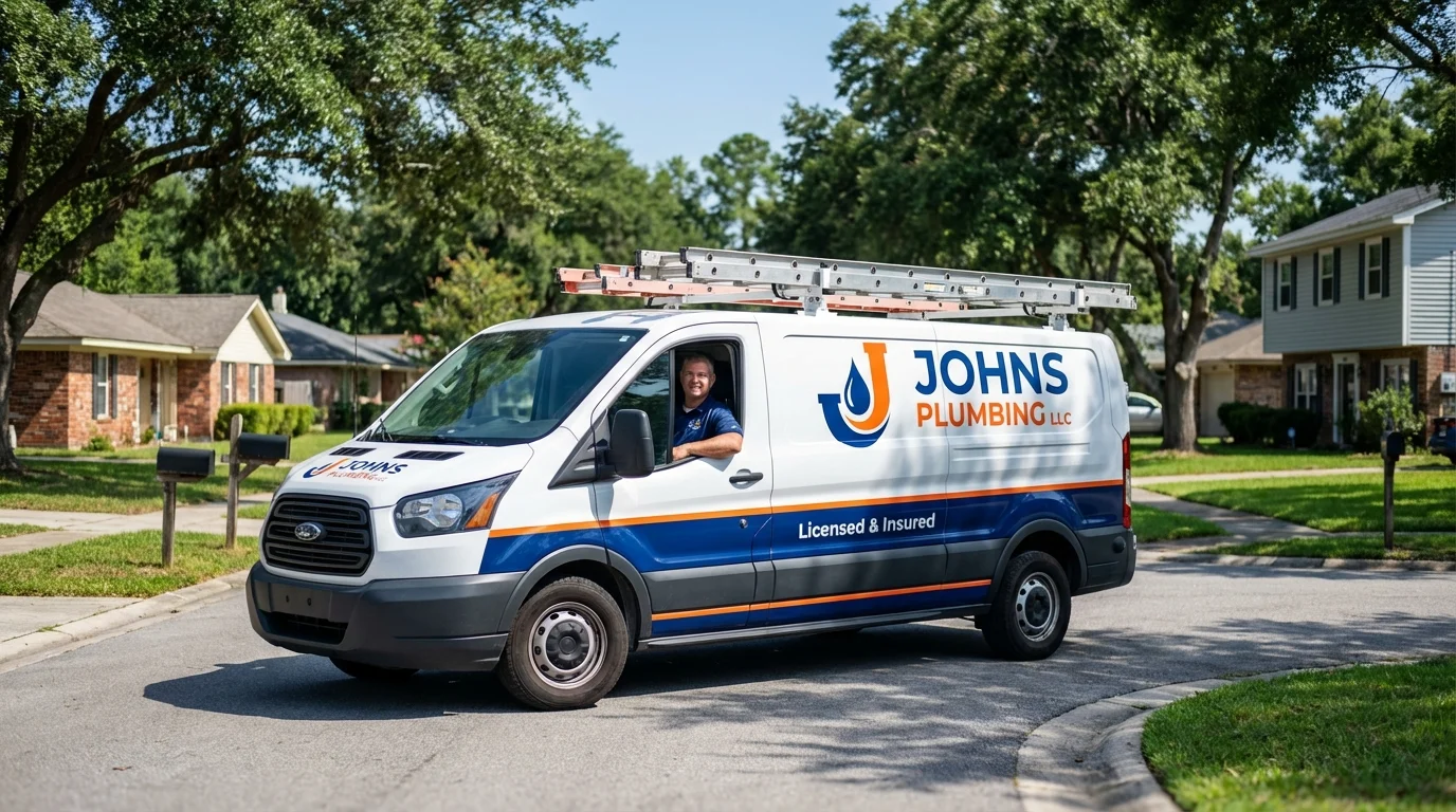 Johns Plumbing LLC service van in Lewisburg, TN